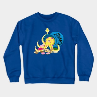 Octopus in a cookie jar (yellow with rings) Crewneck Sweatshirt